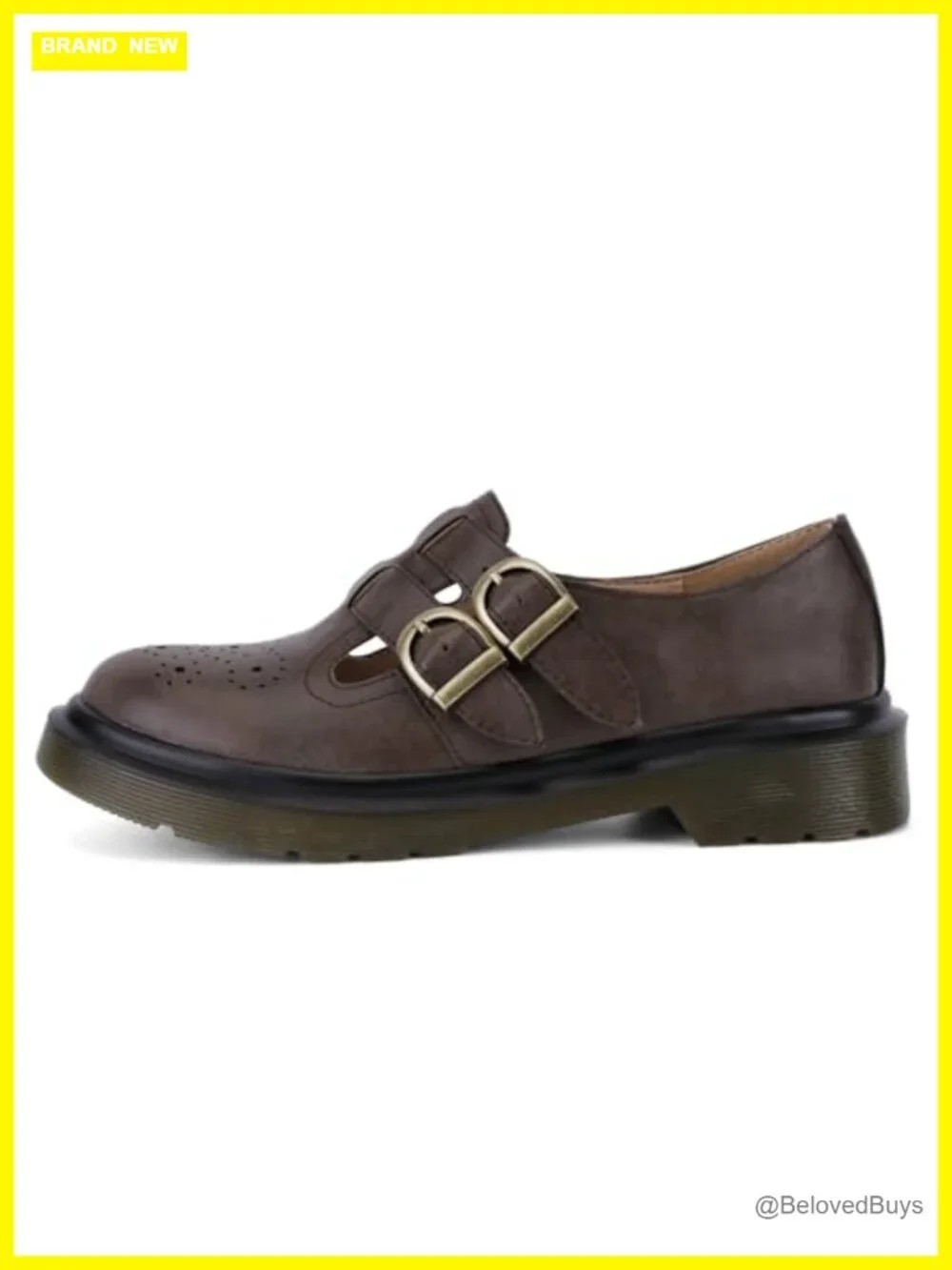 Chunky Platform Mary Jane Loafers with Double Buckle Straps Faux Leather